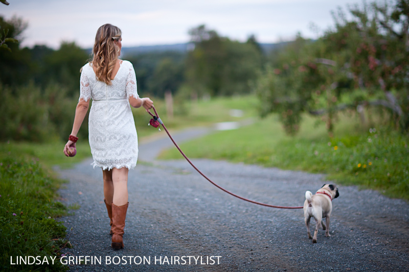 Boston wedding hairstylist Lindsay Griffin for engagement photo shoots at Brooksby Farm Smith Barn